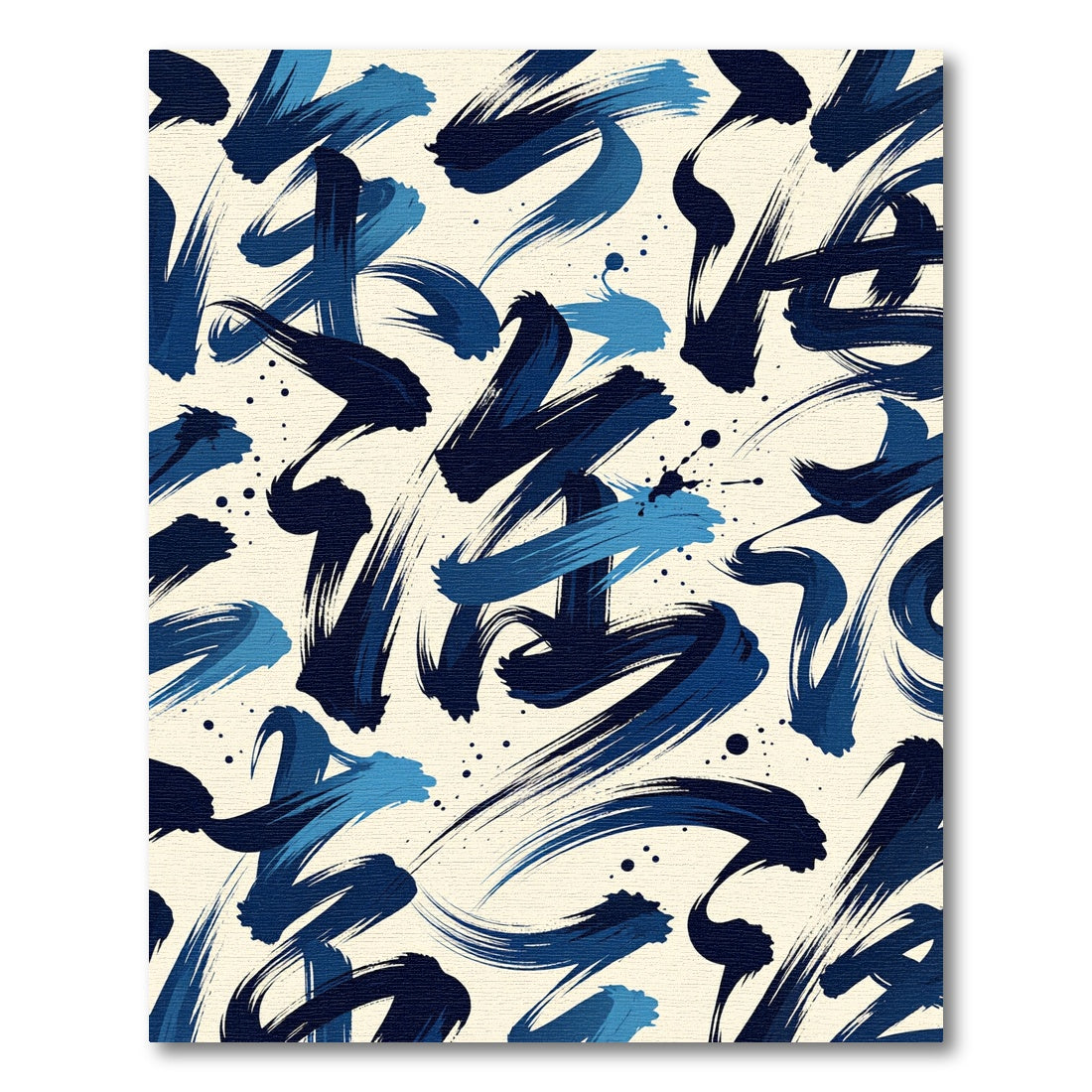 Abstract Navy Ink Brush Stroke Rug
