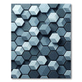 Modern Blue Geometric Hexagon Composition Rug