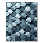 Modern Blue Geometric Hexagon Composition Rug