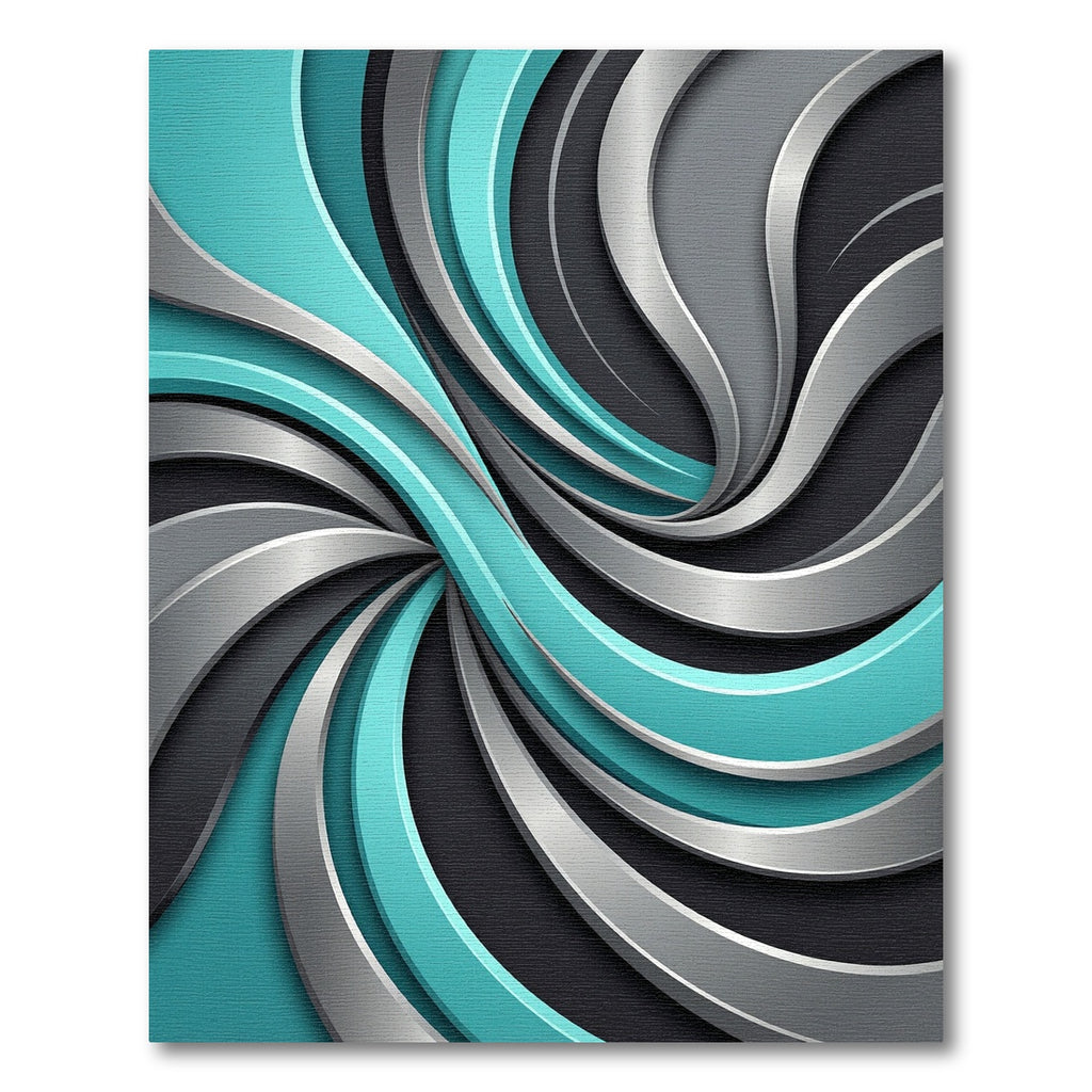 Modern Aqua and Silver Swirl Rug