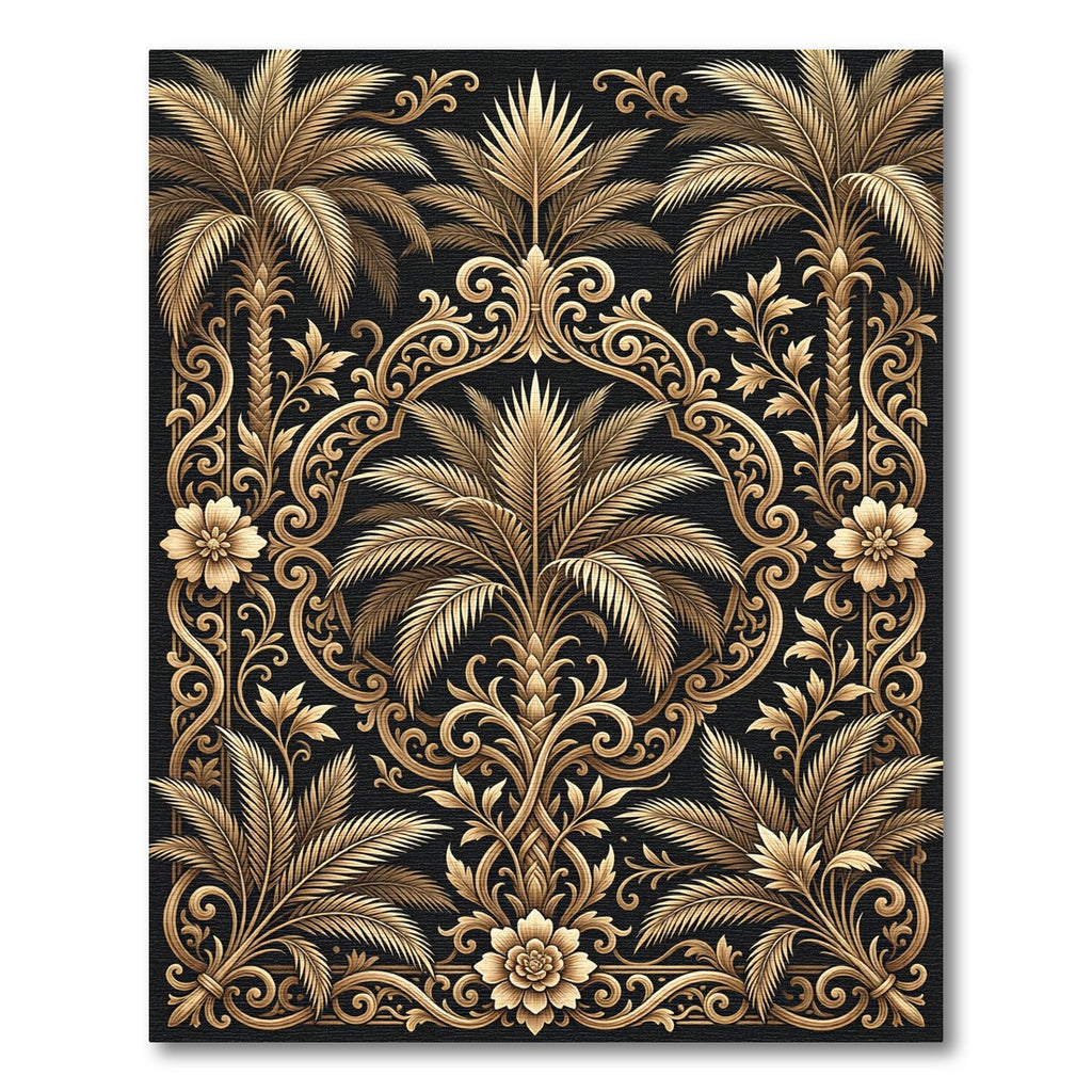 Gilded Tropical Palm Flourish Rug
