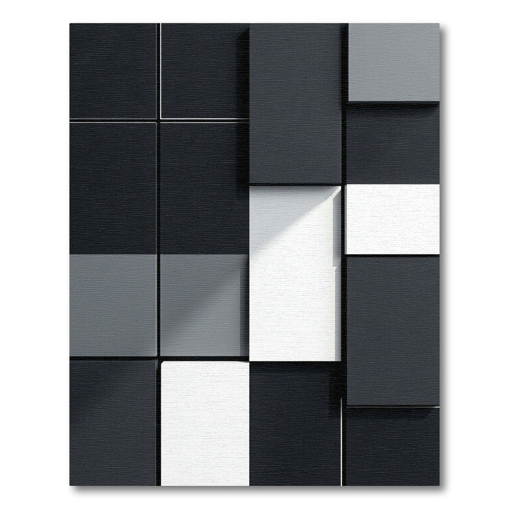 Monochromatic Geometric Squares Shadow Play Rug