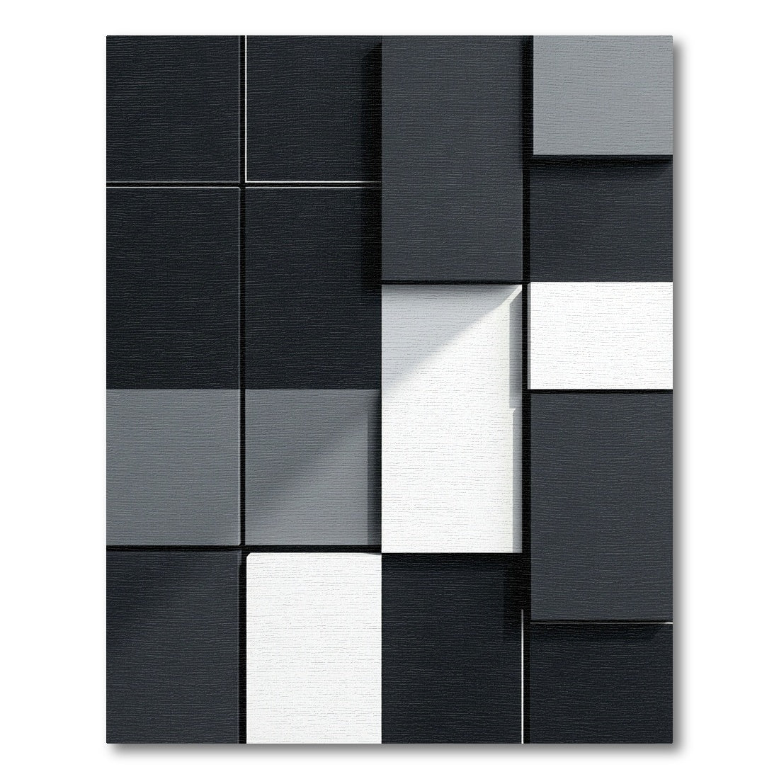 Monochromatic Geometric Squares Shadow Play Rug
