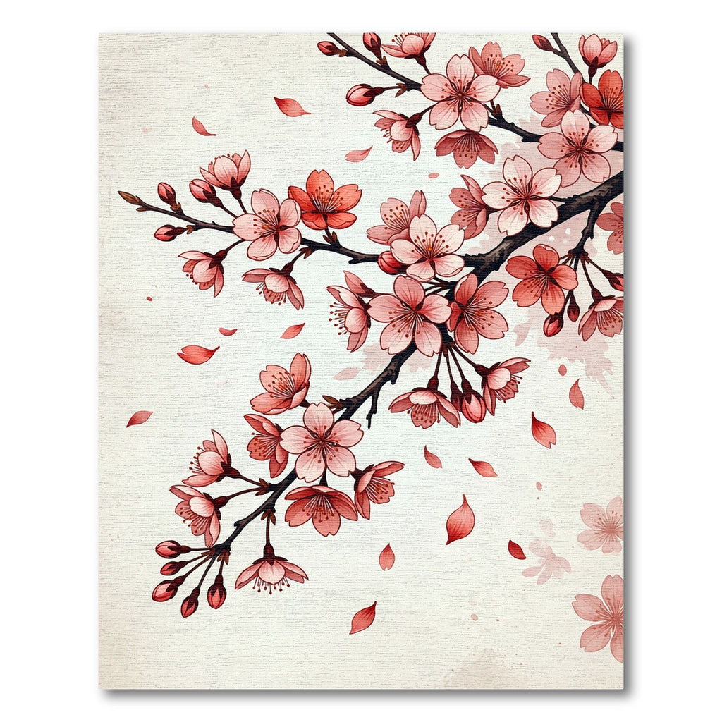 Delicate Pink Cherry Blossom Branch Rug