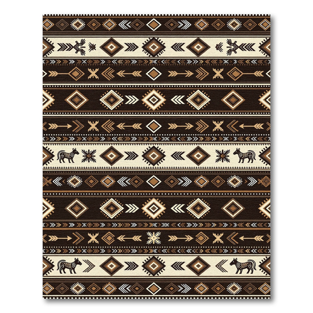Earthy Southwestern Brown Tribal Diamond Stripe Rug