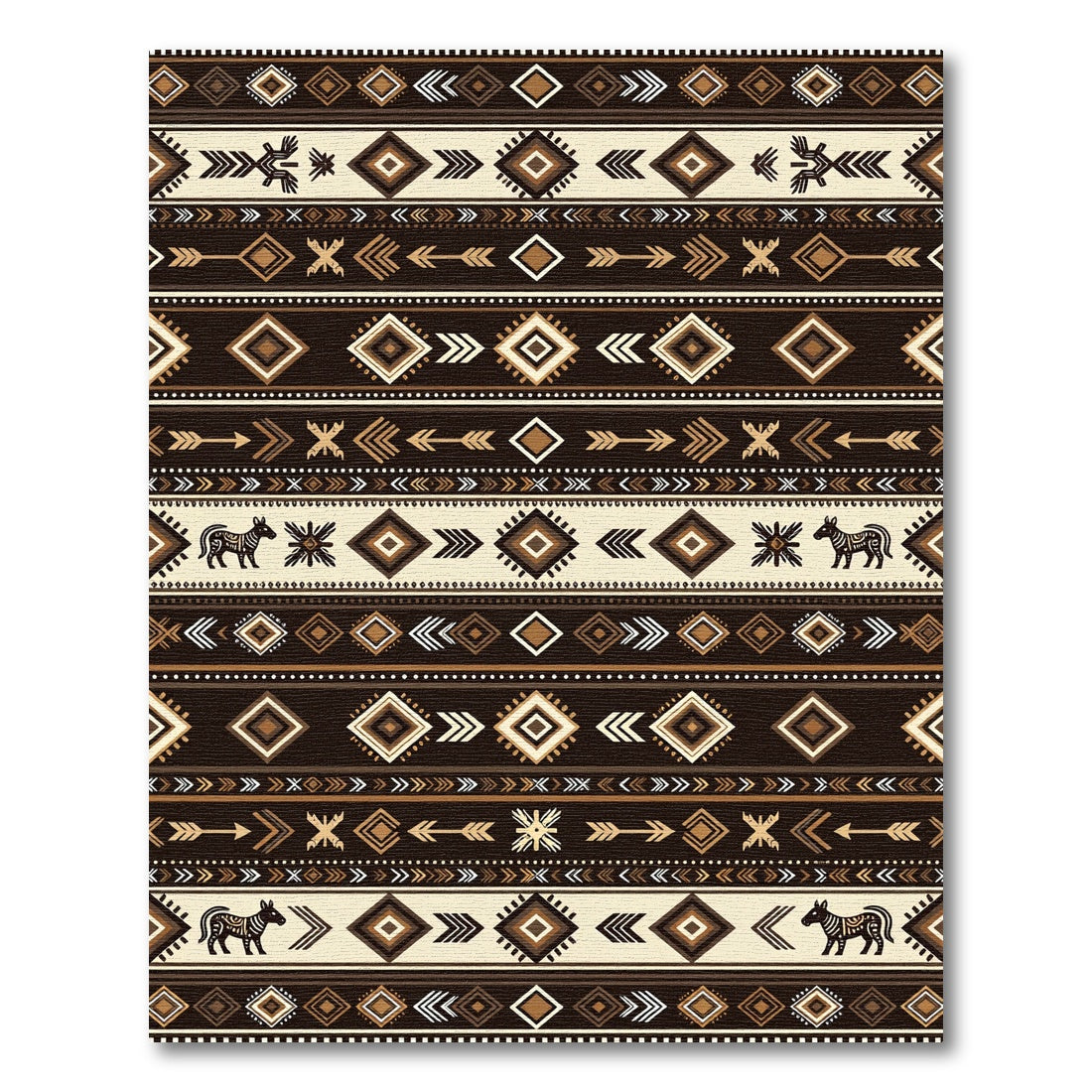 Earthy Southwestern Brown Tribal Diamond Stripe Rug