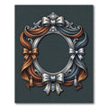Ornate Silver Bronze Bow Drapery Frame Rug