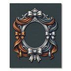 Ornate Silver Bronze Bow Drapery Frame Rug