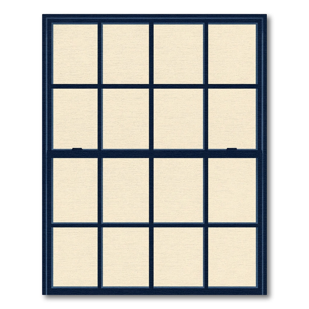Navy Grid Windowpane Minimalist Frame Rug