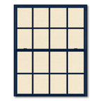 Navy Grid Windowpane Minimalist Frame Rug