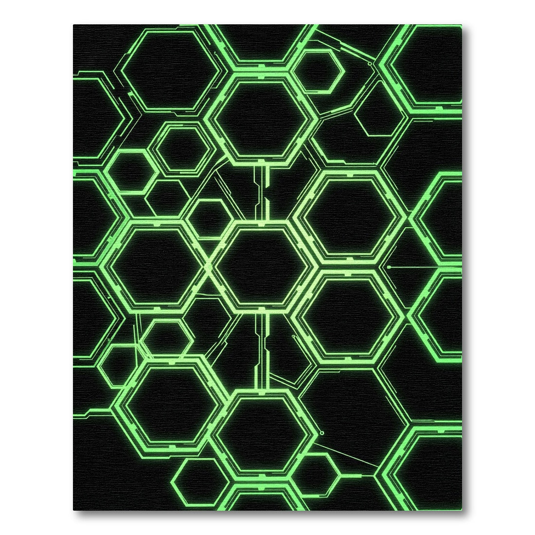 Luminous Lime Cyberpunk Hexagon Grid Rug