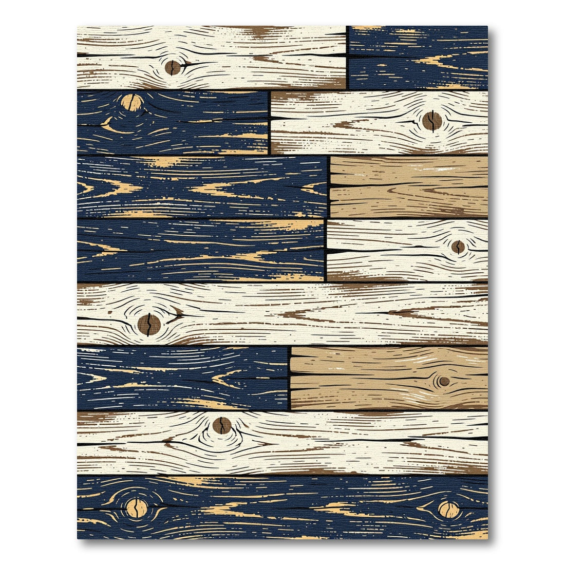 Rustic Americana Plank Wood Art Rug