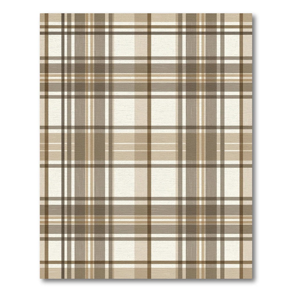 Earthy Tan Brown Plaid Check Rug