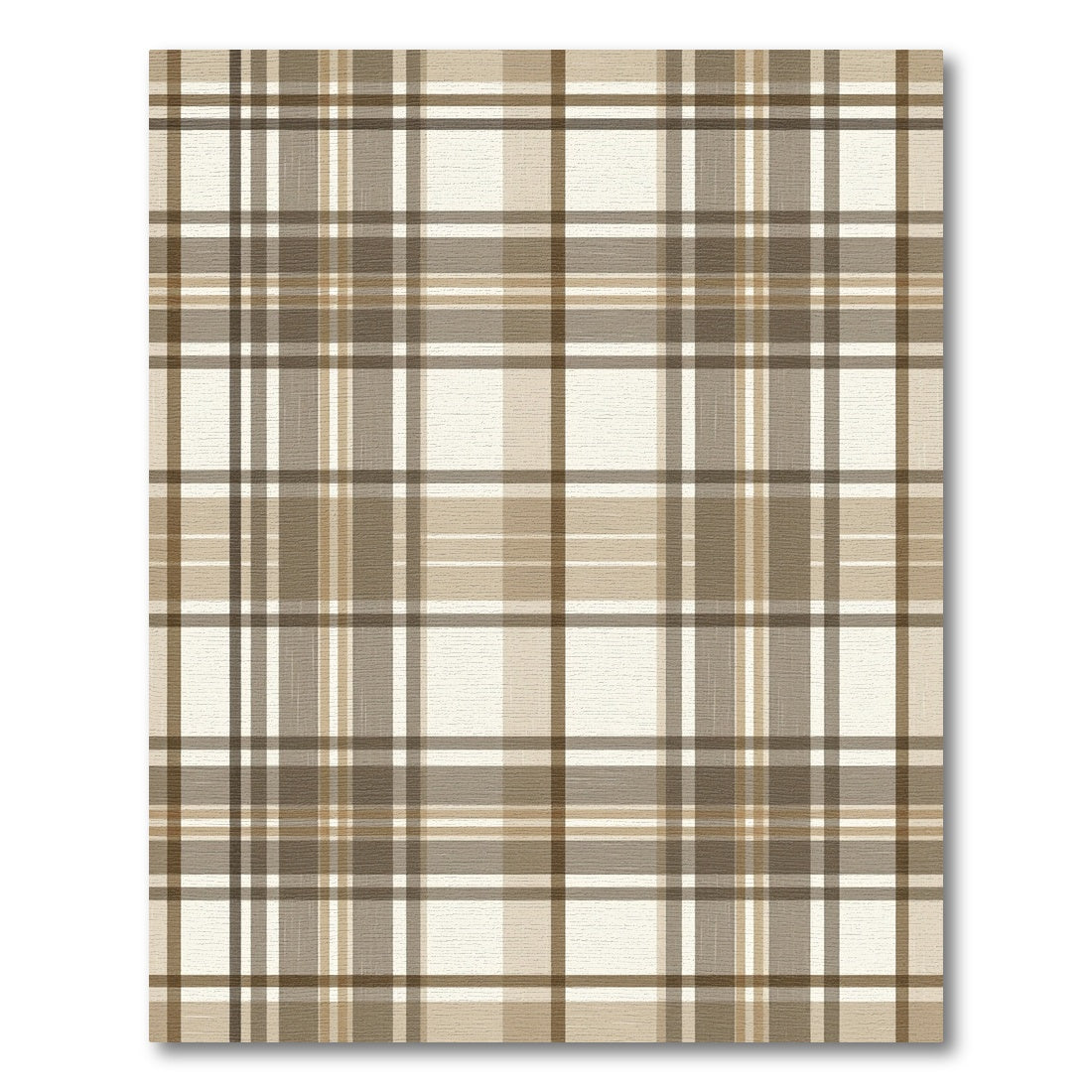 Earthy Tan Brown Plaid Check Rug