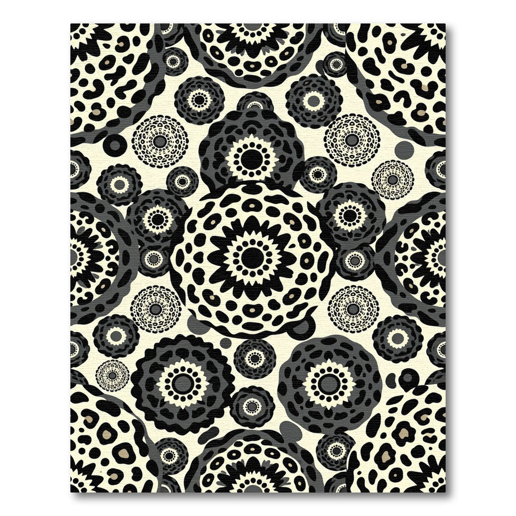 Monochromatic Animal Print Medallion Collage Rug