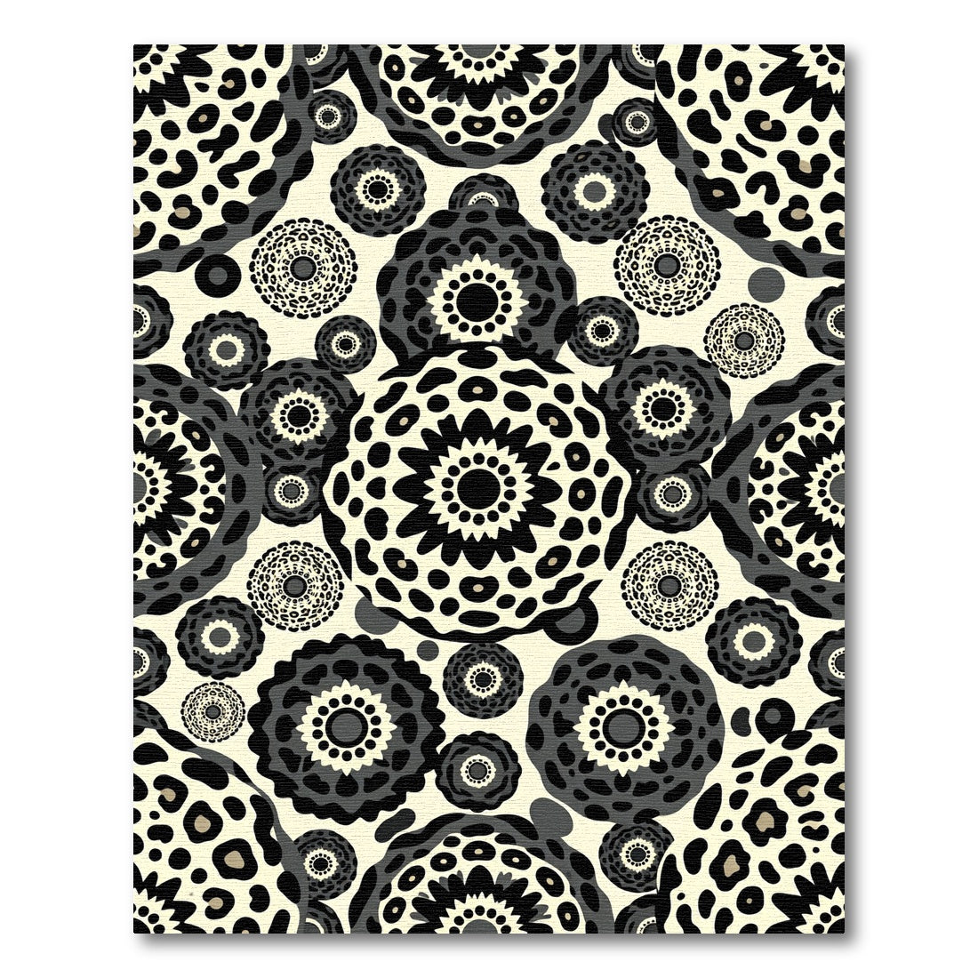 Monochromatic Animal Print Medallion Collage Rug