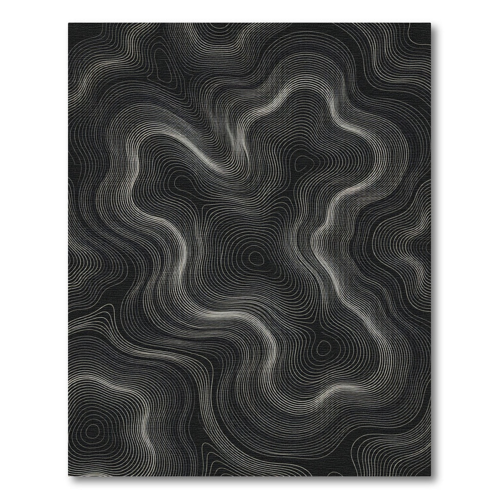 Monochromatic Topographic Contour Lines Rug
