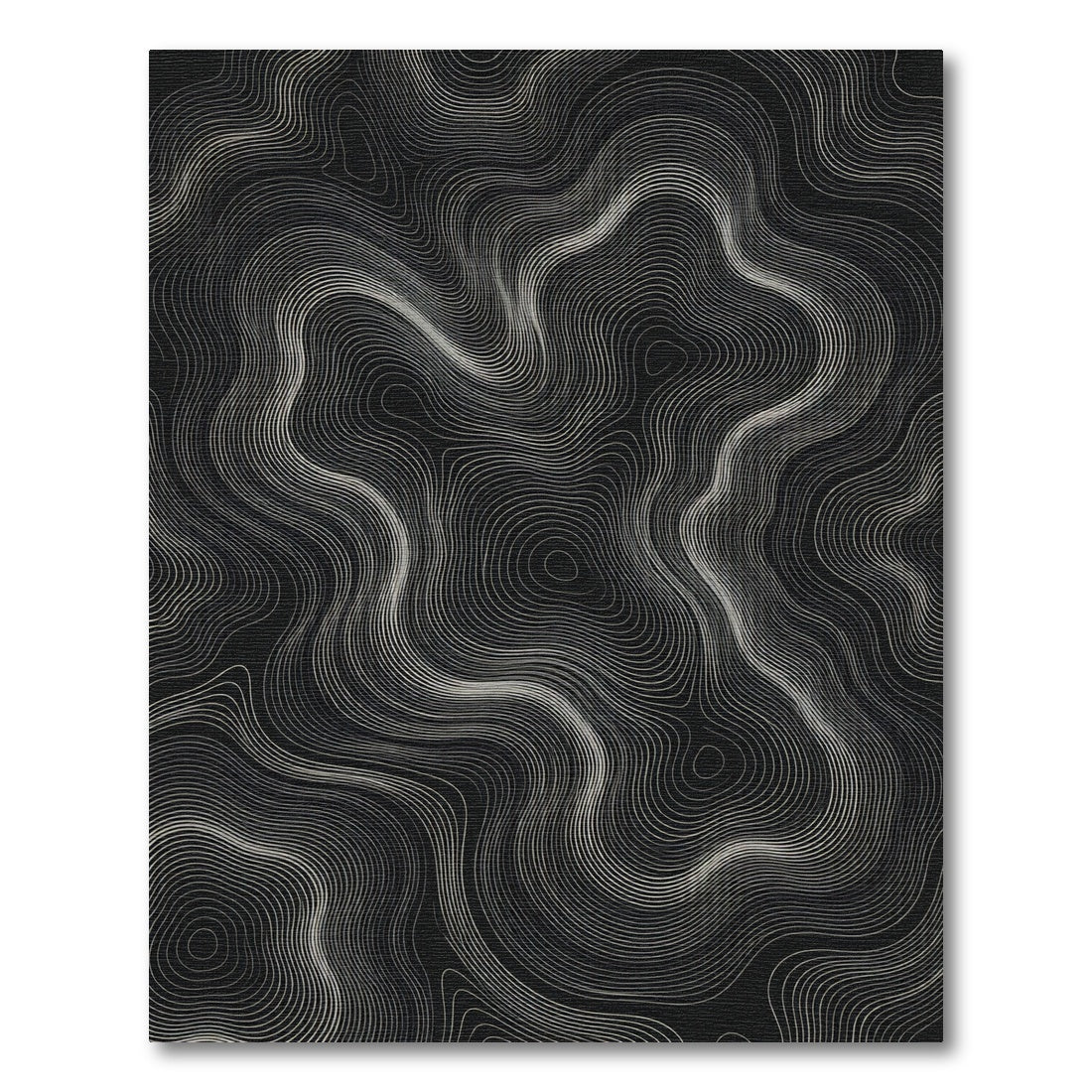 Monochromatic Topographic Contour Lines Rug