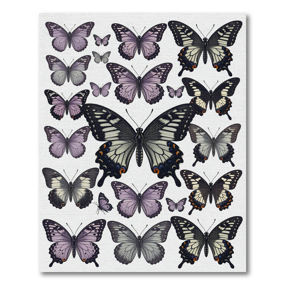 Whimsical Lavender Butterfly Garden Composition Rug