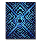 Neon Blue Cyber Geometric Labyrinth Rug