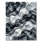Monochrome Abstract Ink Flow Swirl Rug
