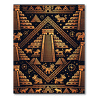 Golden Aztec Pyramid Ancient Temple Illustration Rug
