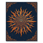 Celestial Gold Sun Mandala Navy Rug
