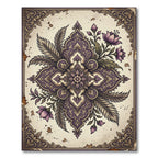 Ethereal Plum Feather Floral Medallion Rug
