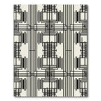 Black White Linear Grid Composition Rug