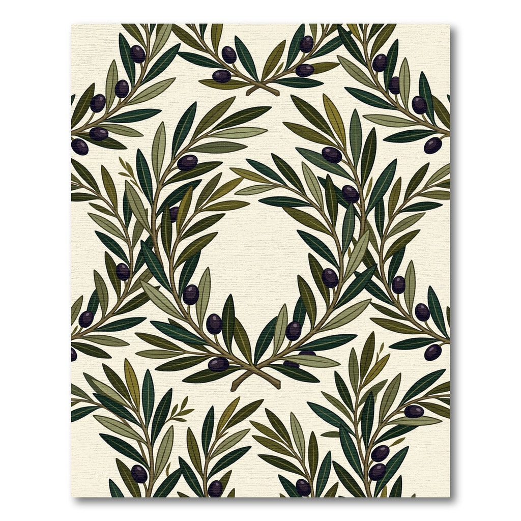 Olive Branch Wreath Repeating Pattern Rug