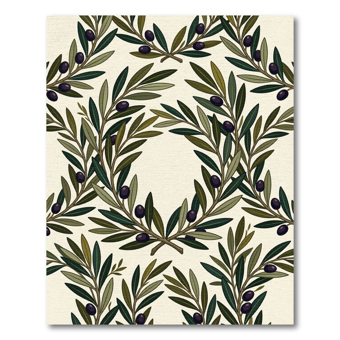 Olive Branch Wreath Repeating Pattern Rug
