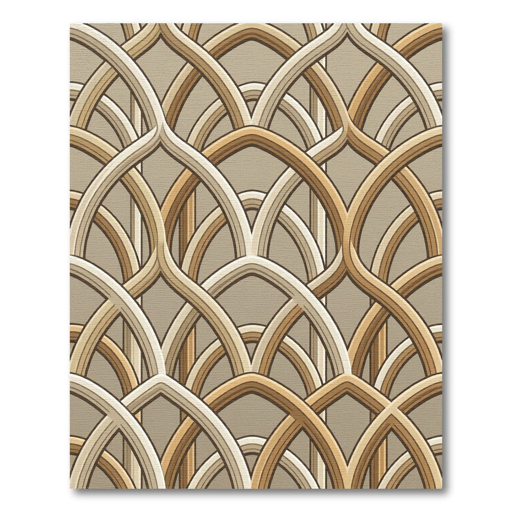 Elegant Arching Gold Geometric Deco Rug
