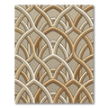 Elegant Arching Gold Geometric Deco Rug