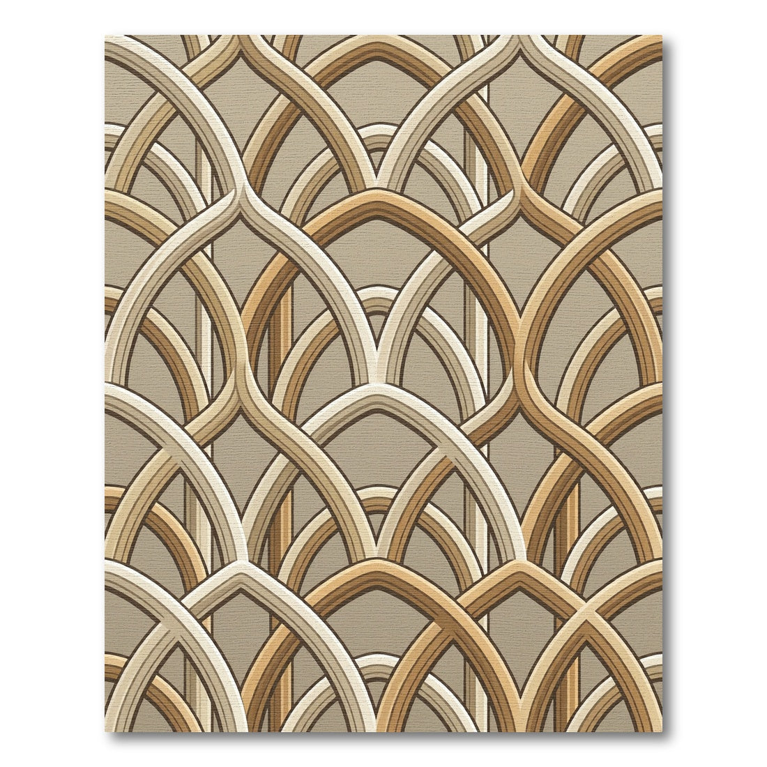Elegant Arching Gold Geometric Deco Rug