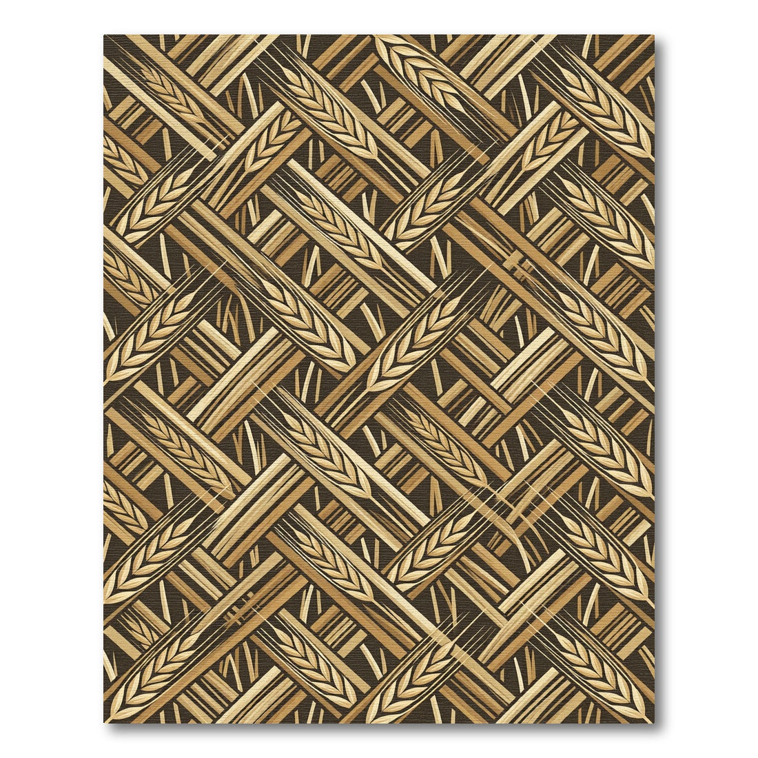 Golden Wheat Stalk Woven Lattice Rug