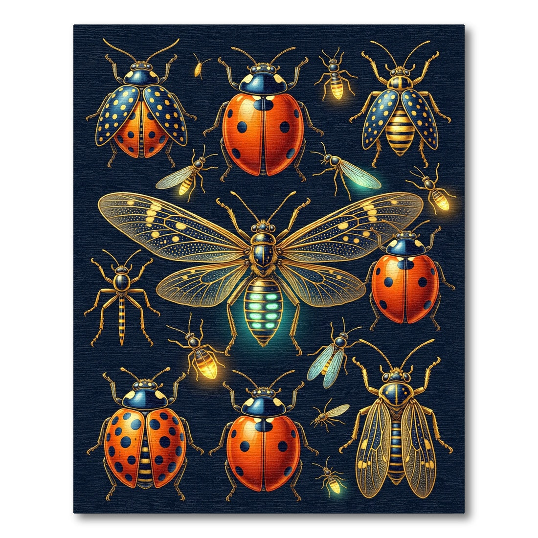 Luminous Golden Beetle Insect Garden Rug