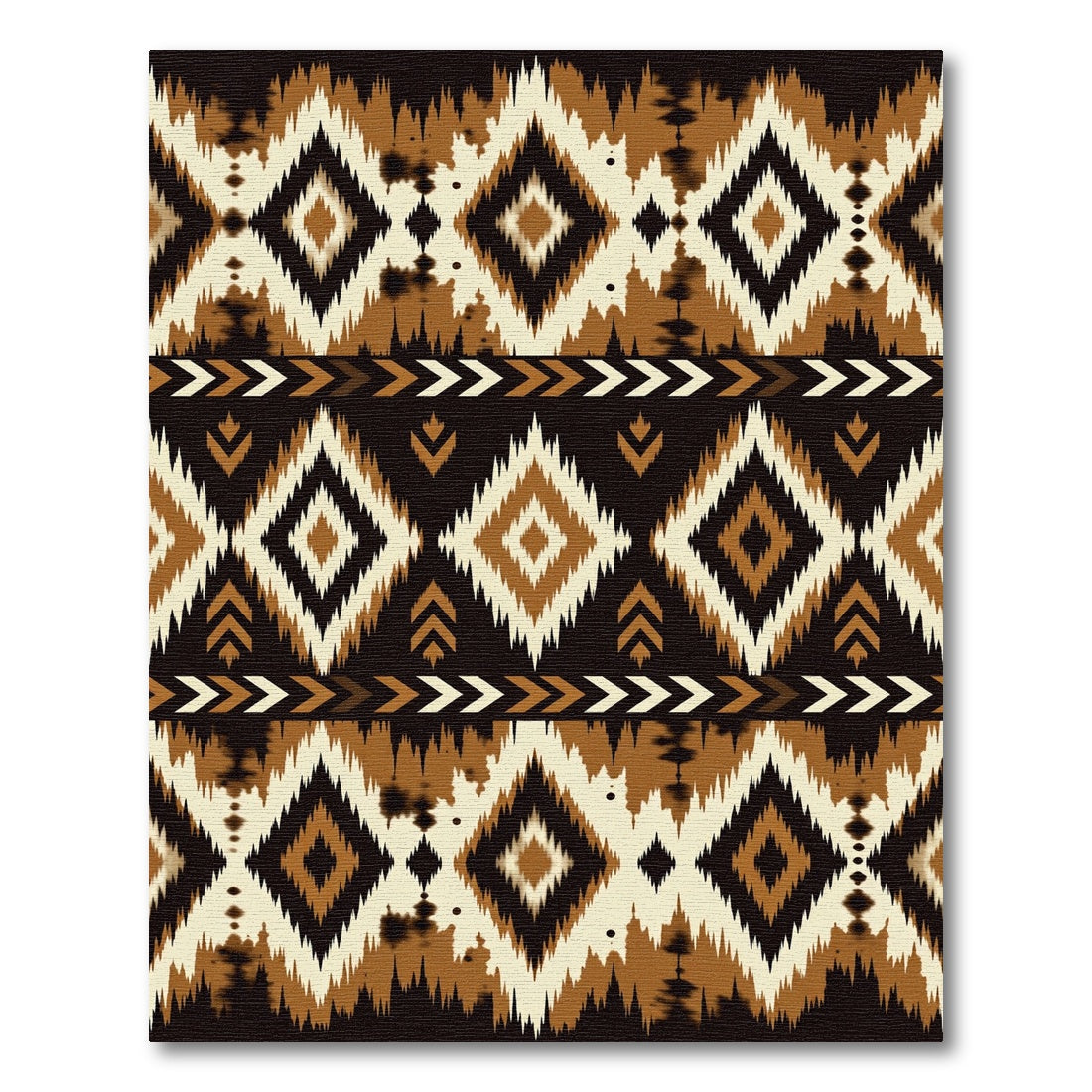 Earthy Brown Tribal Geometric Diamond Rug