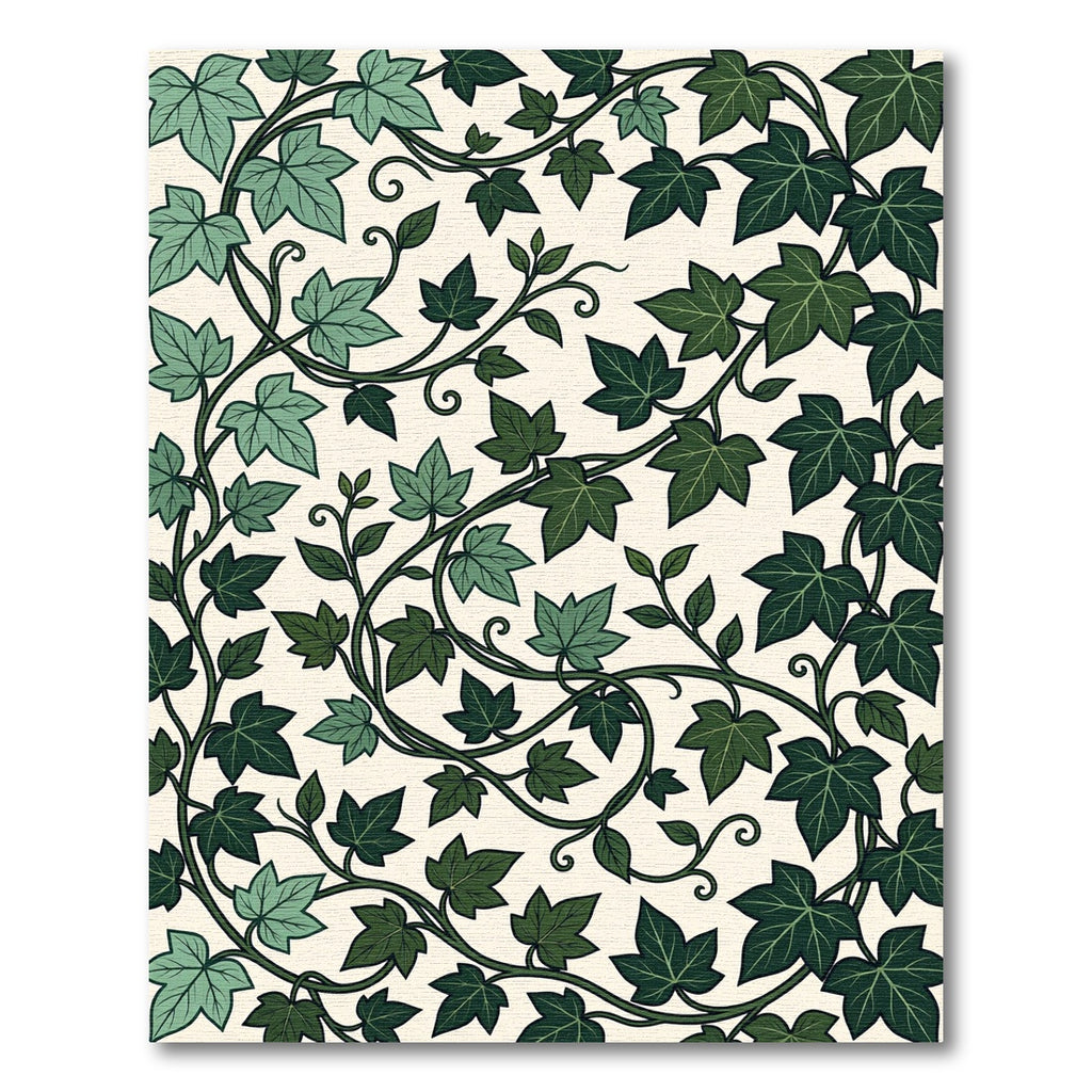 Lush Green Botanical Ivy Climbing Vine Rug