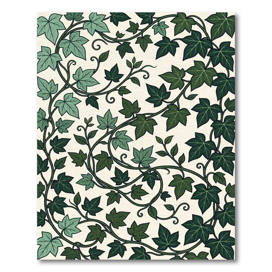 Lush Green Botanical Ivy Climbing Vine Rug