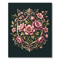 Ornate Pink Floral Cameo Shield Rug