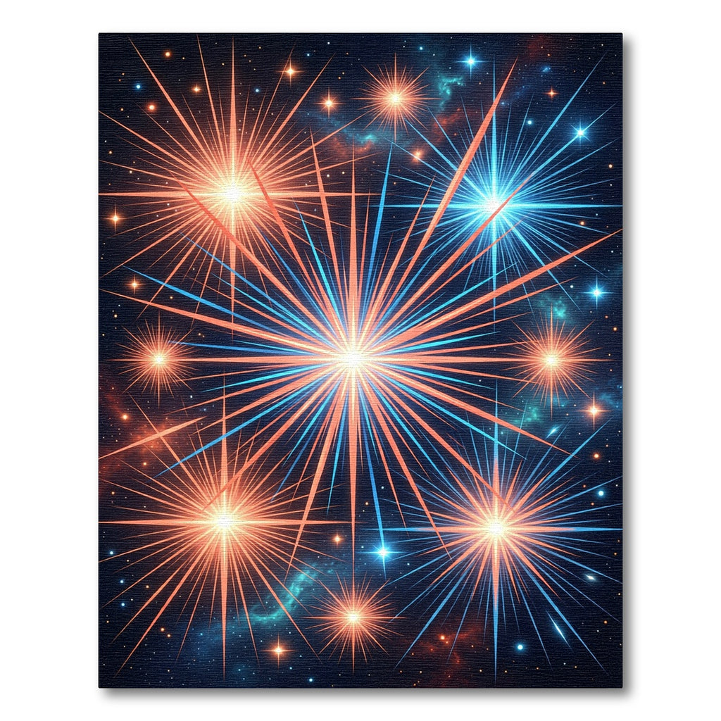 Radiant Crimson and Cobalt Starburst Rug
