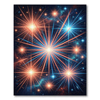 Radiant Crimson and Cobalt Starburst Rug