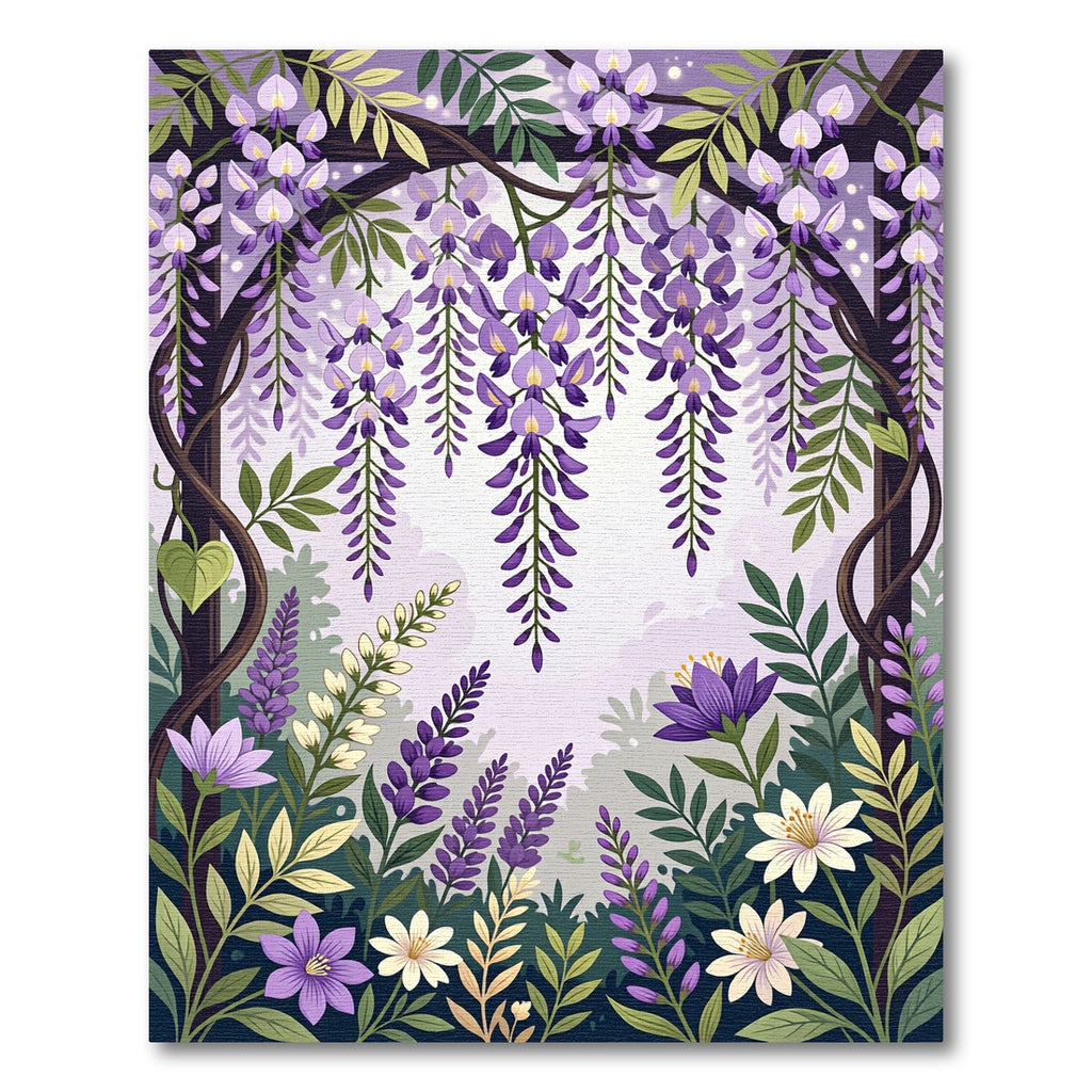 Lavender Wisteria Floral Garden Trellis Rug