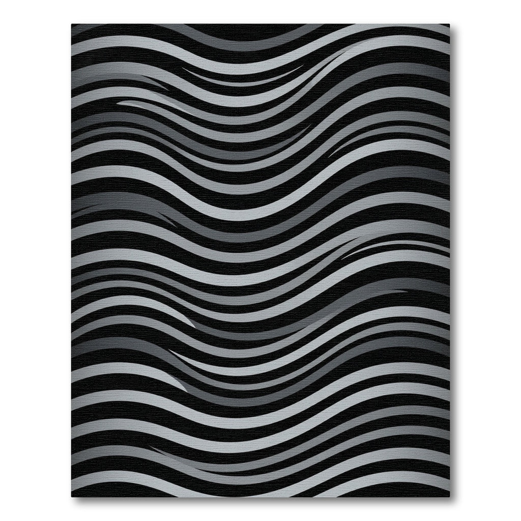 Monochromatic Gray Wavy Stripe Rug