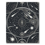 Celestial Black White Astro Compass Map Rug