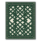 Emerald Interwoven Geometric Lattice Rug