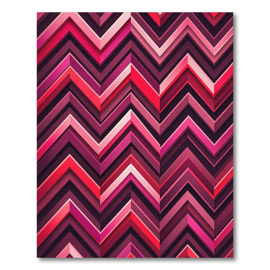 Vibrant Pink Geometric Zigzag Chevron Rug