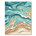 Abstract Teal and Sand Wave Accent Rug