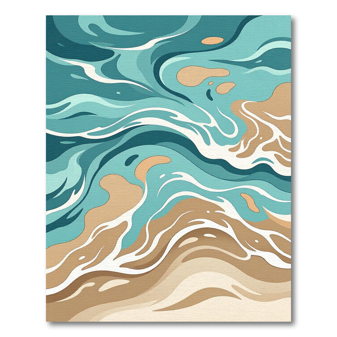 Abstract Teal and Sand Wave Accent Rug