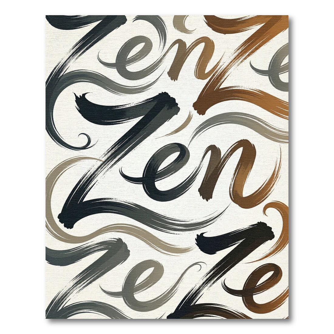 Black Brown Gray Abstract Brushstroke Rug